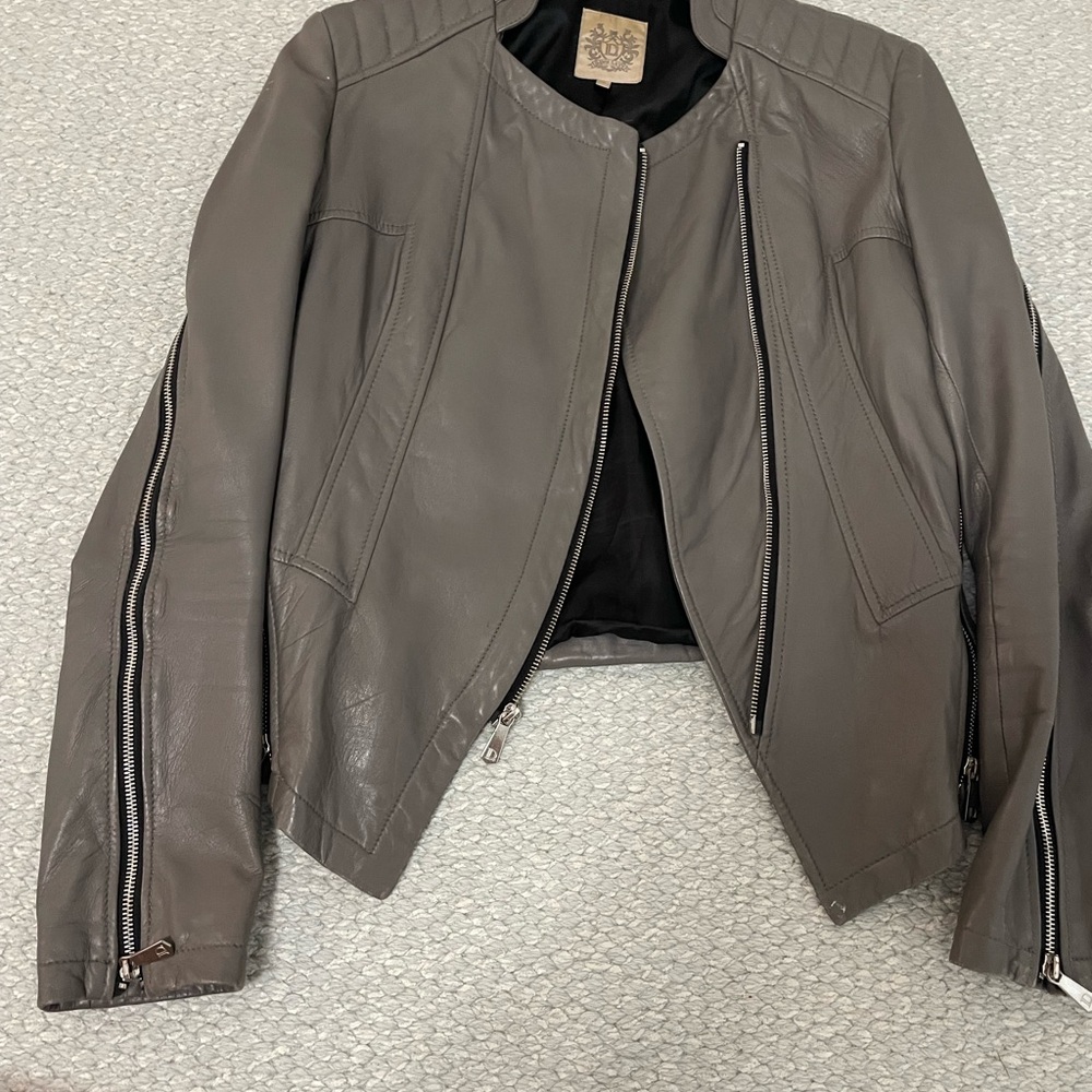 Women's Gray Leather Jacket